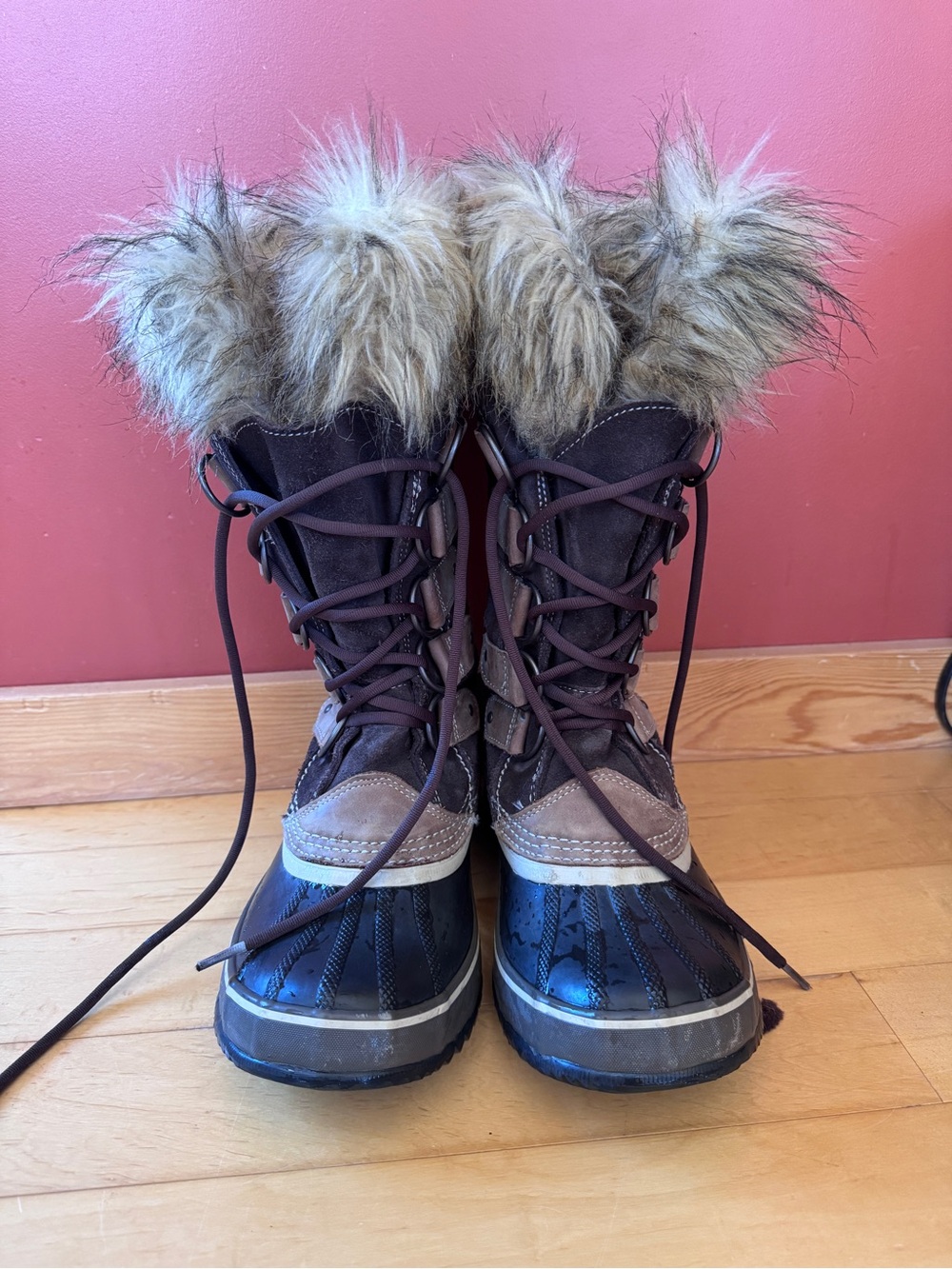 Sorel Women's Brown Faux-Fur Winter Lace-Up Winter Boots - 8